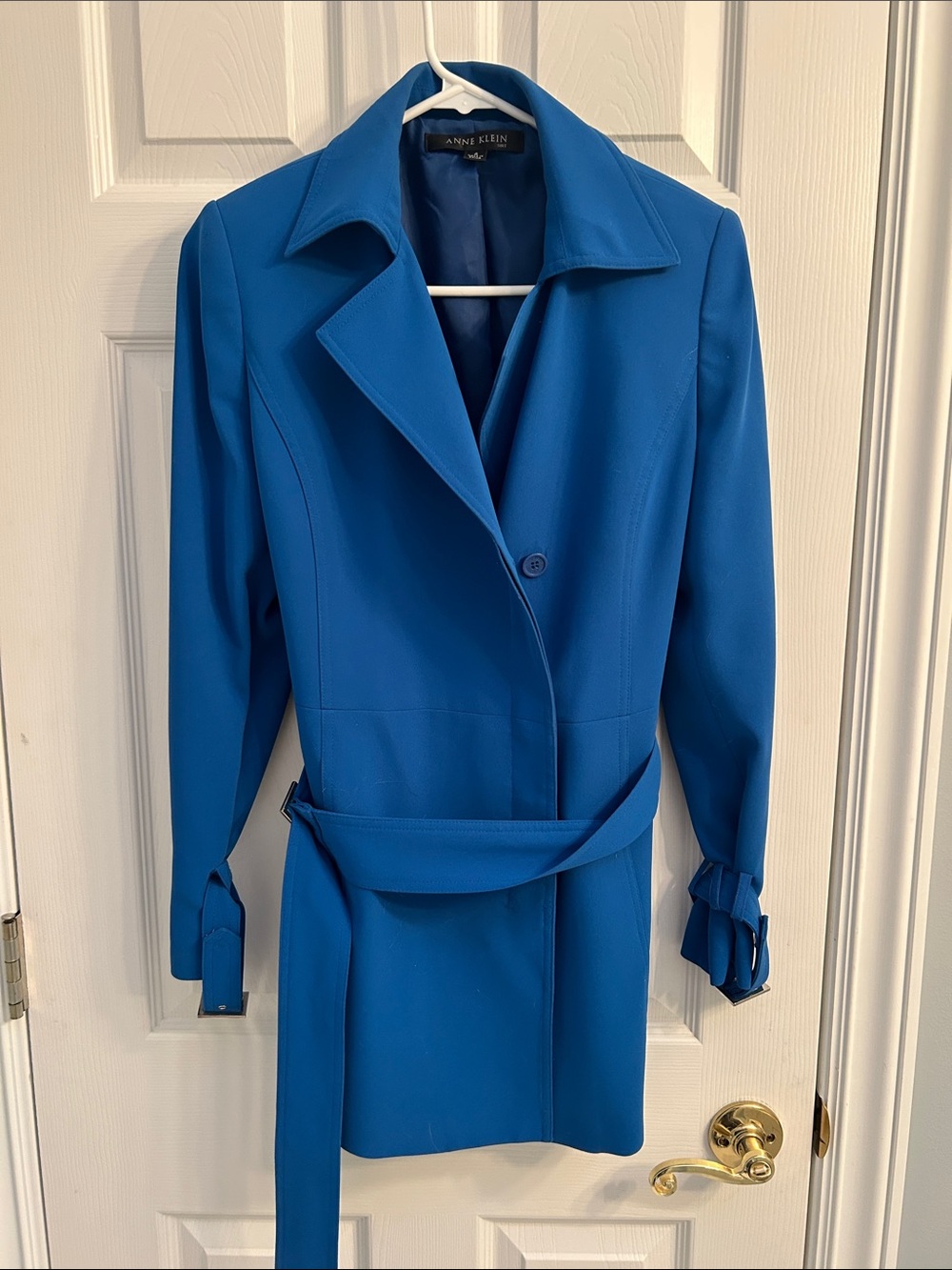 Anne Klein Electric Blue Belted Trench-Style Blazer jacket